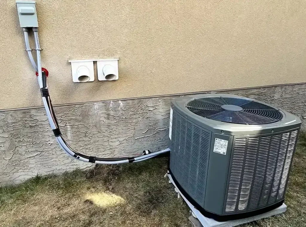 Outdoor Lennox air conditioning system setup by Comfort Union for home cooling