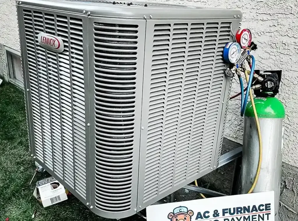Lennox air conditioning unit installed by Comfort Union outside a residential home