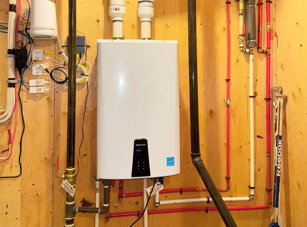 Navien NPE Series tankless water heater installed by Comfort Union in AB Calgary