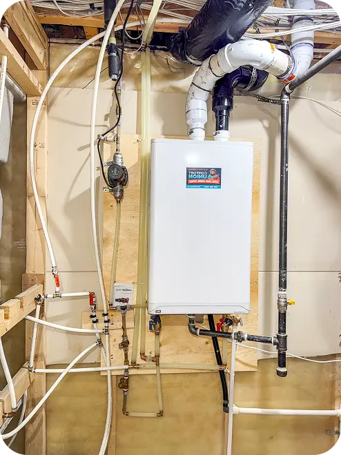 Comfort Union residential boiler installation in Calgary home