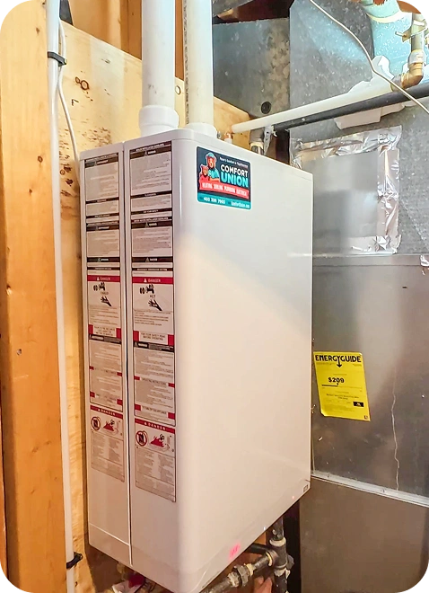 New energy-efficient boiler setup by Comfort Union technicians