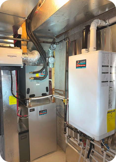 Professional boiler replacement in Calgary house by Comfort Union