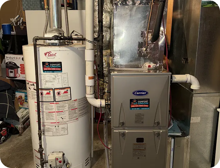 New Carrier furnace system professionally installed in Calgary residential property