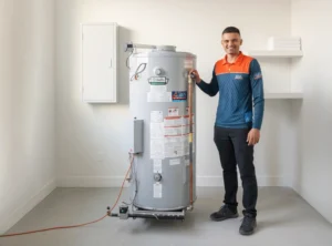 Comfort Union technician installing a right size boiler in Calgary