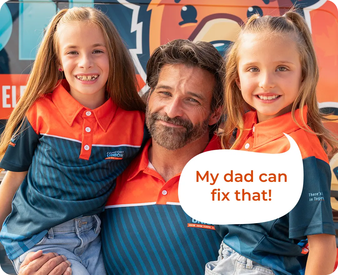 Happy family with Comfort Union delivering trusted heating and cooling services