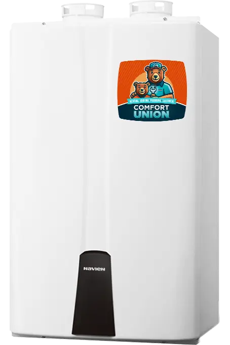 Tankless Navien water heater offered by Comfort Union for Calgary homeowners