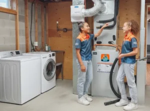 comfort union team inspecting the furnace