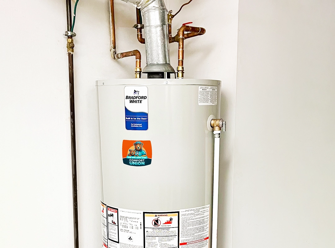 Bradford water heater installed by comfort union.