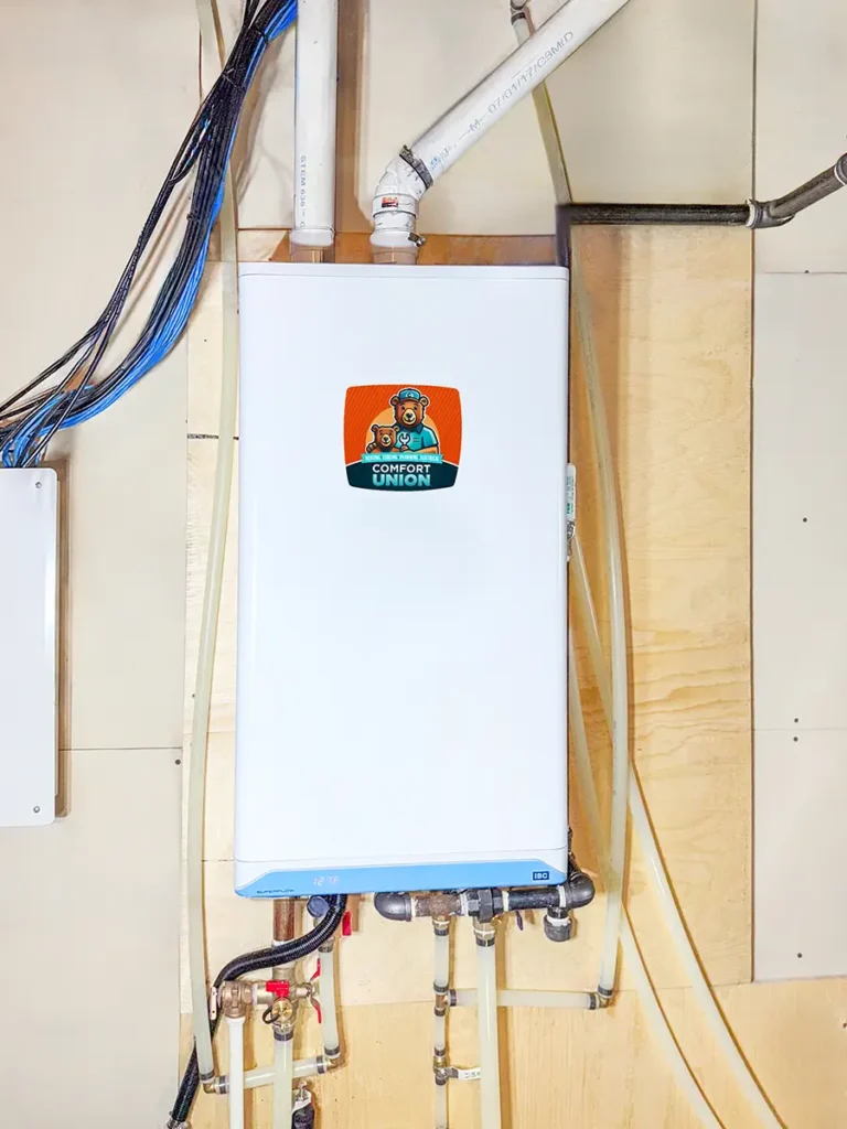 Energy-efficient combi boiler setup in Calgary home by Comfort Union
