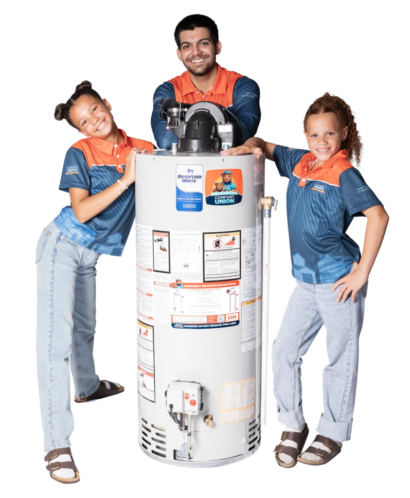 Comfort Union team in Calgary providing new hot water tank installation and stress-free service