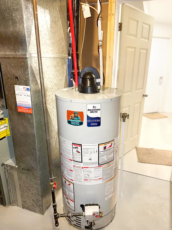 Bradford white water heater installed in calgary by Comfort Union team
