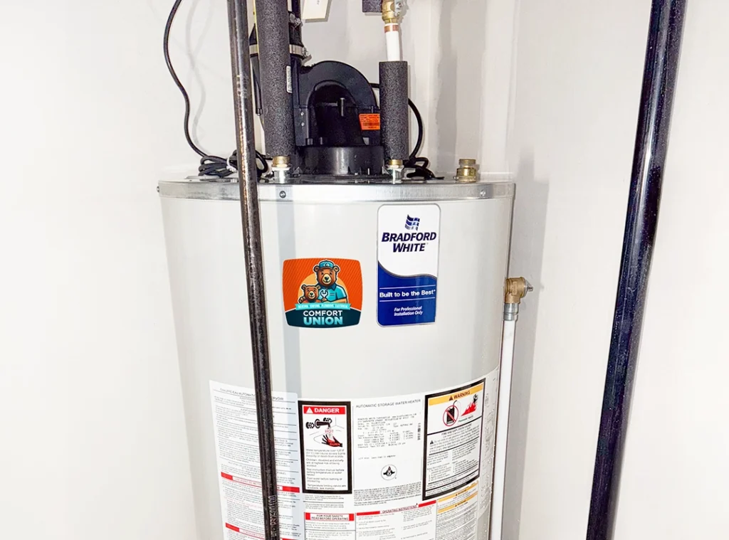 Bradford Power Vent Water Heater installed by comfort union