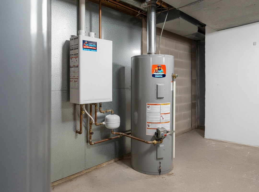 tankless vs tank water heater comparison chart for Calgary homes