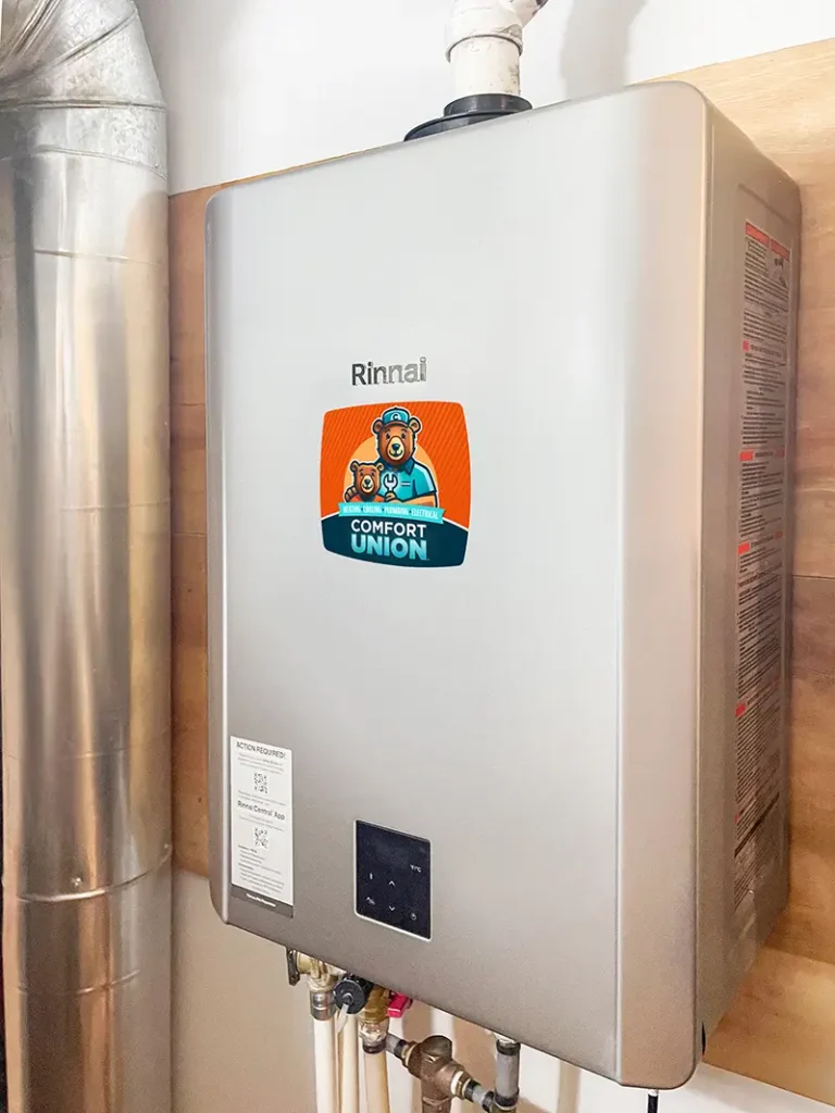 Modern tankless hot water system installed in Calgary residence