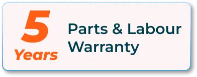 5 years part and labour warranty