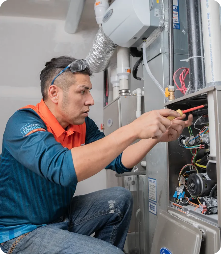 furnace installation by comfort union technician
